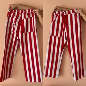 XS Big Bud Press Vintage Stripe Work Pants (Red)